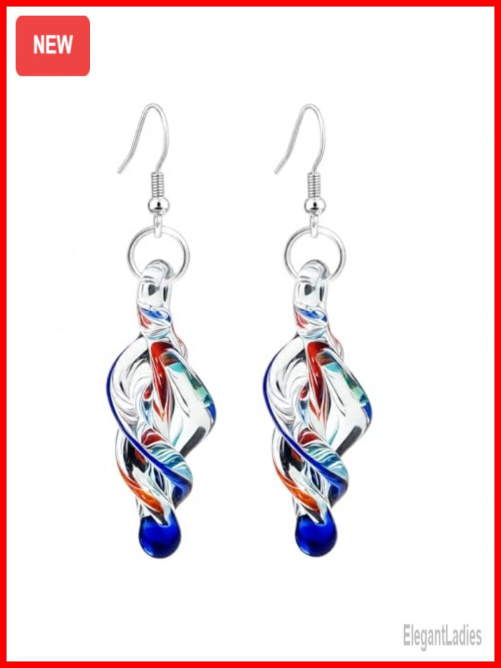 Lampwork Glass Teardrop Dangle Earrings 316L Stainless Steel Hooks